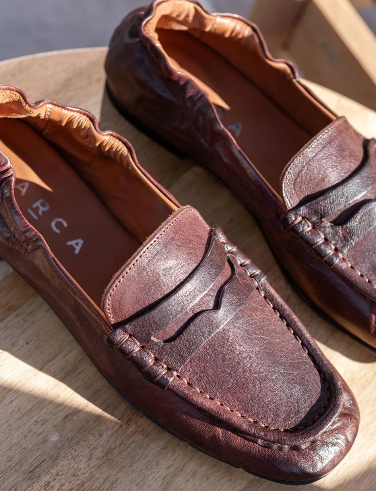 Mocassini tacco 2cm pelle testa