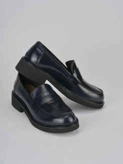 Mocassini tacco 3cm pelle blu