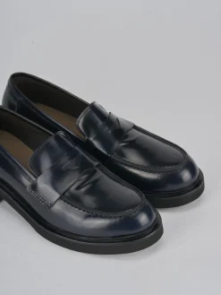 Mocassini tacco 3cm pelle blu