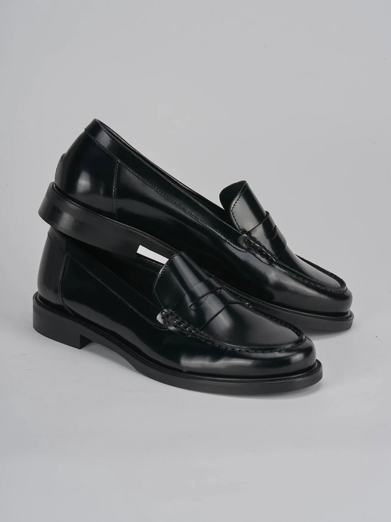 Mocassini tacco 2cm pelle nero