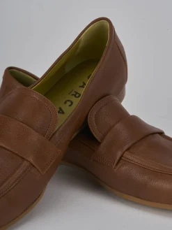 Mocassini tacco 1cm pelle marrone