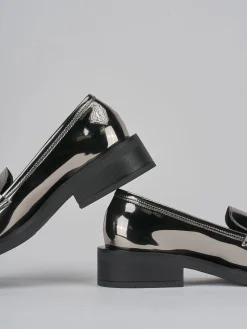 Mocassini tacco 3cm pelle argento