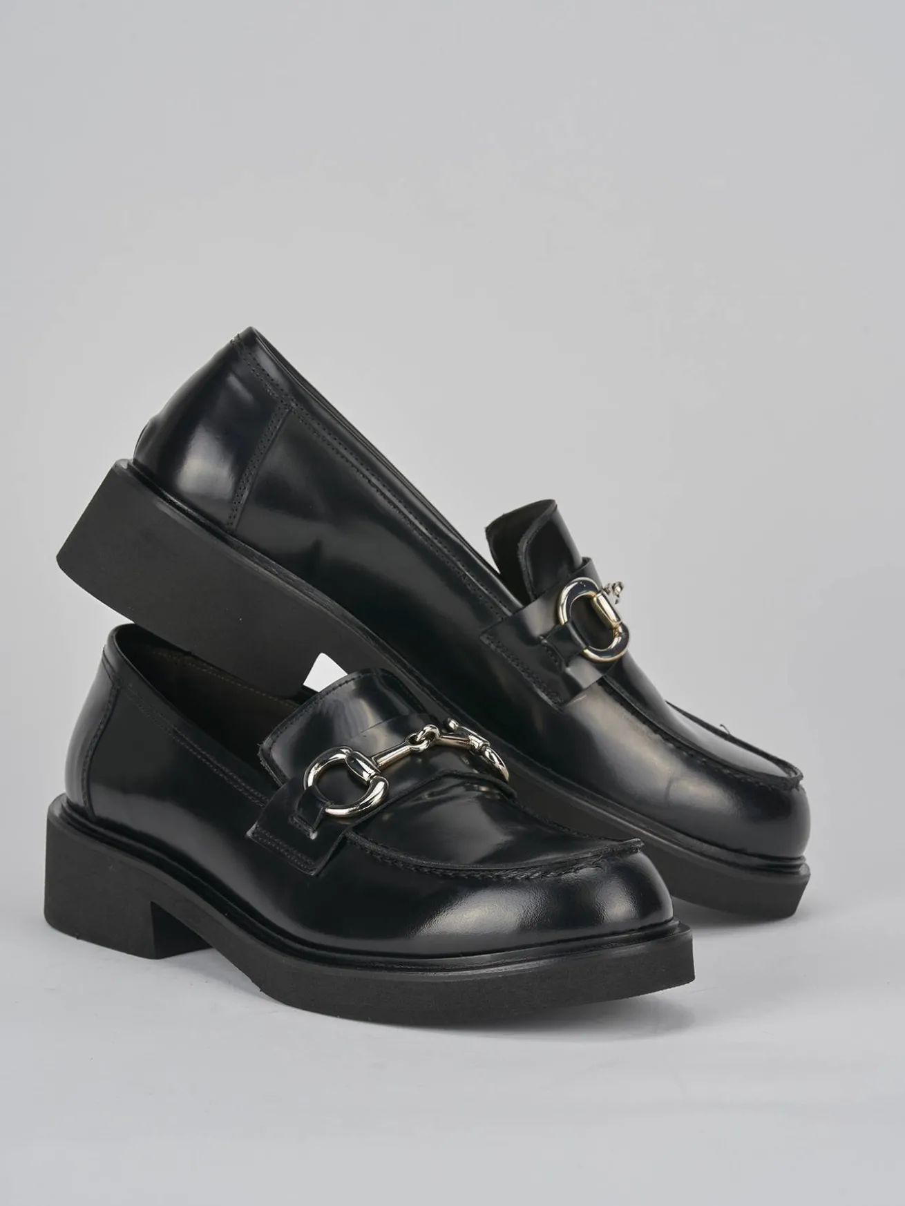 Mocassini tacco 3cm pelle nero