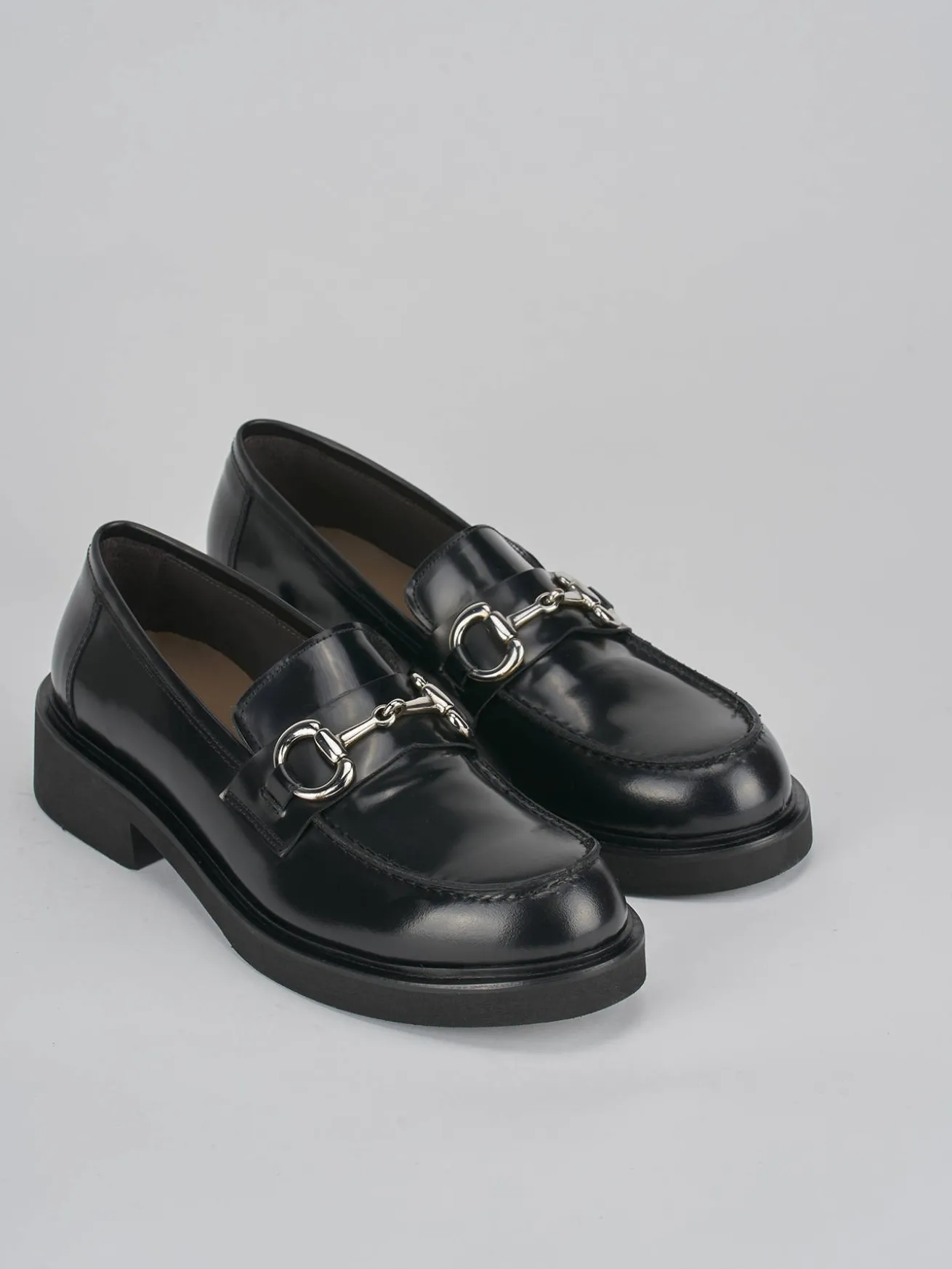 Mocassini tacco 3cm pelle nero