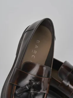 Mocassini tacco 3cm pelle marrone