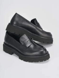 Mocassini tacco 2cm pelle nero