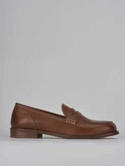 Mocassini tacco 1cm pelle marrone