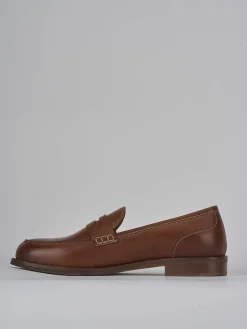 Mocassini tacco 1cm pelle marrone