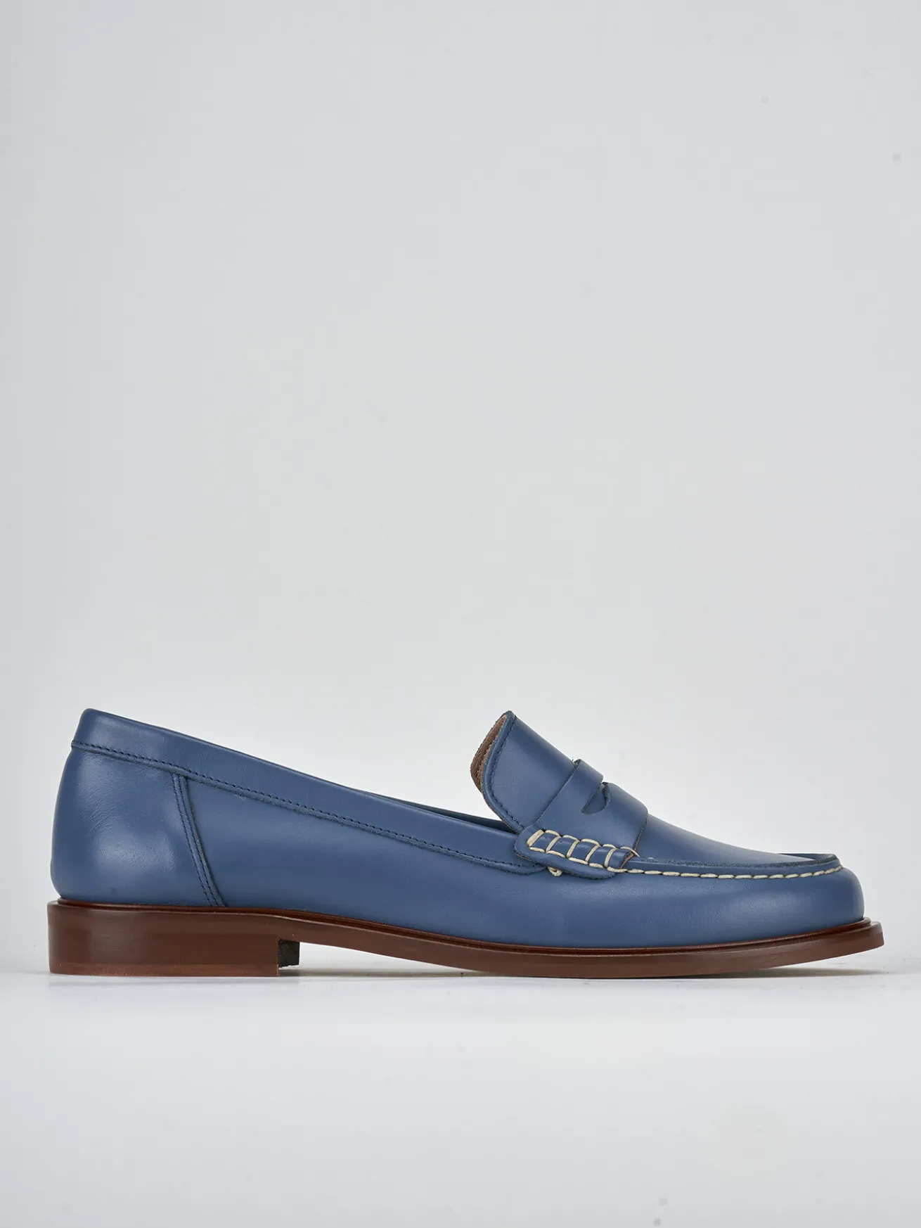 Mocassini tacco 2cm pelle jeans