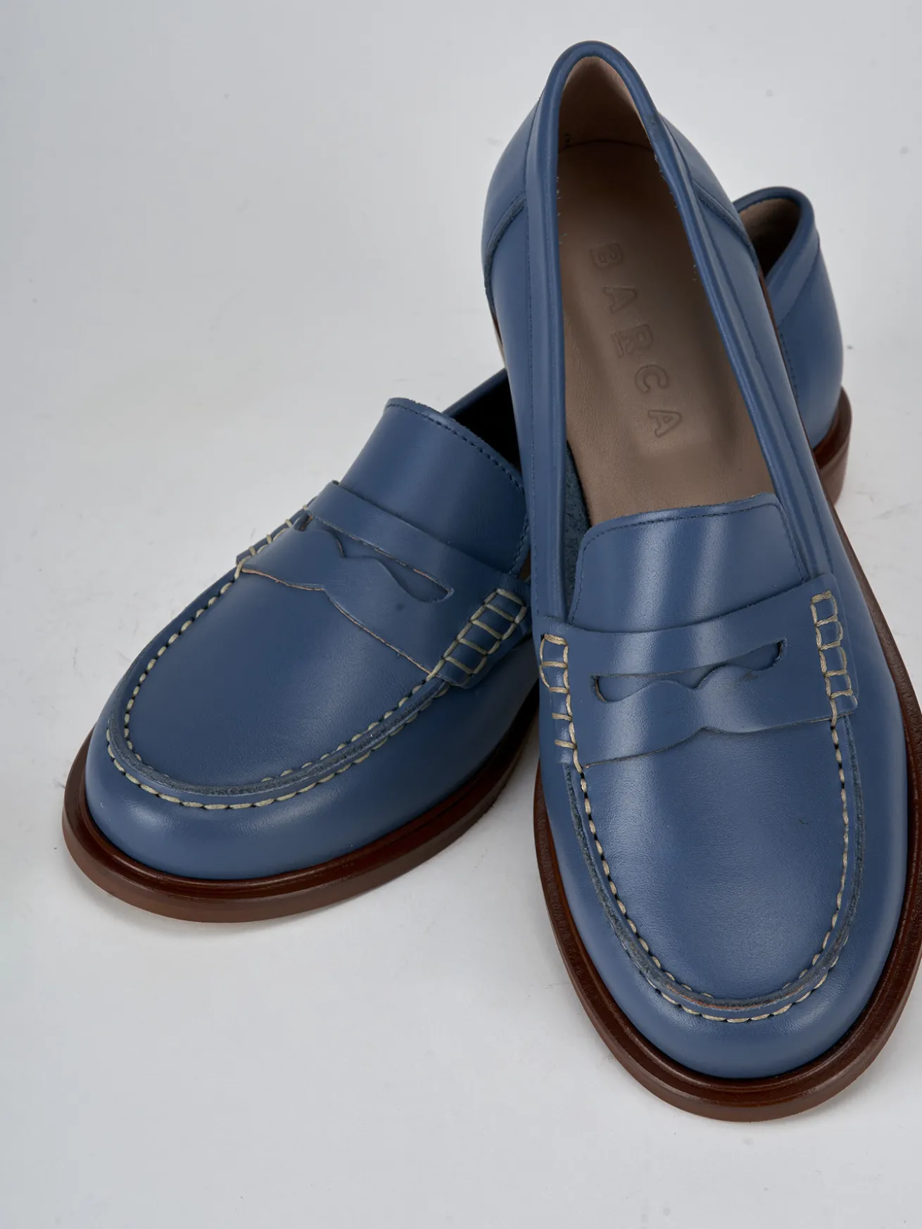 Mocassini tacco 2cm pelle jeans