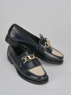 Mocassini tacco 1cm pelle blu