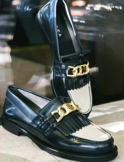 Mocassini tacco 1cm pelle blu