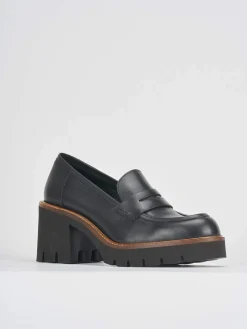 Mocassini tacco 5cm pelle nero