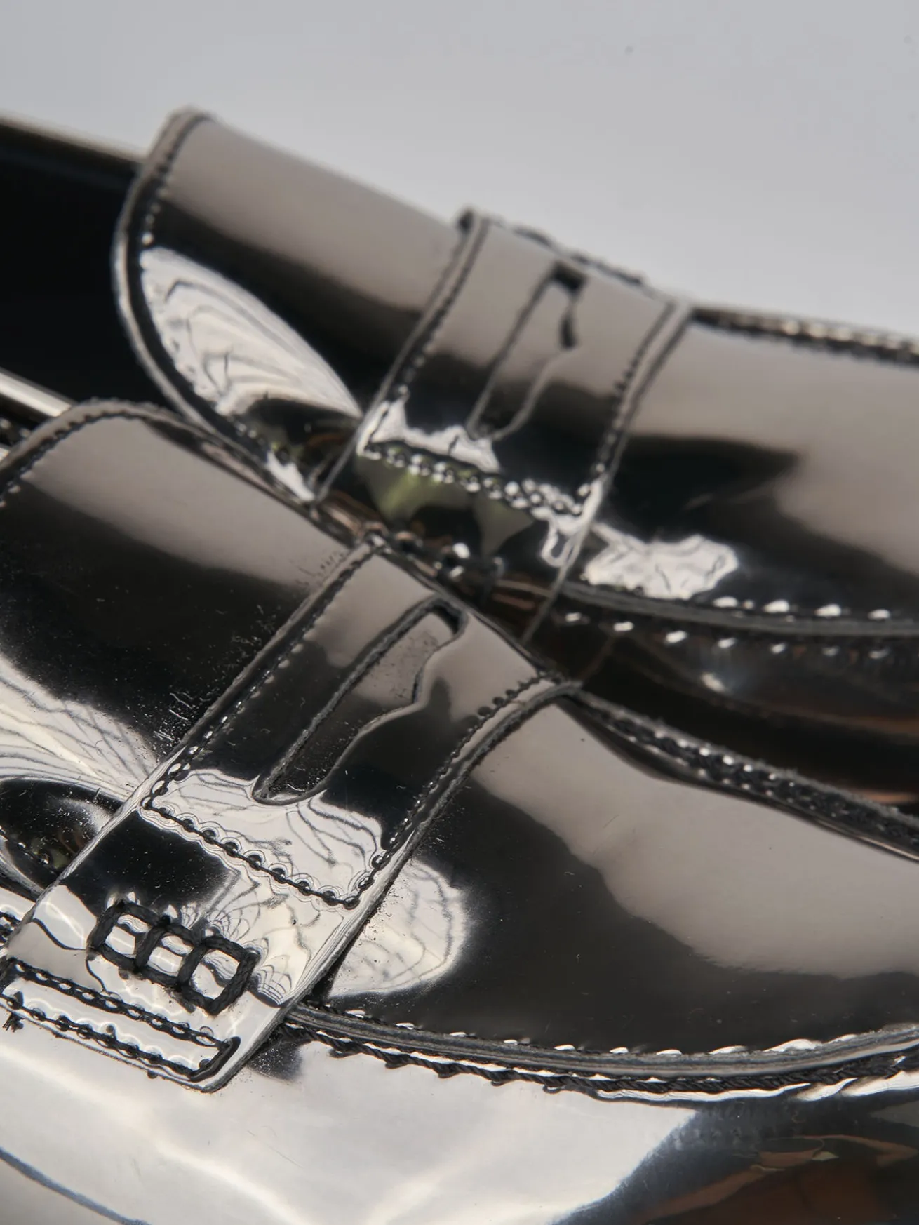 Mocassini tacco 2cm pelle argento