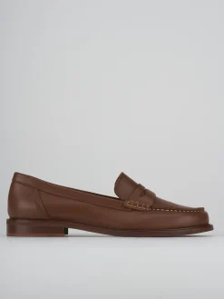 Mocassini tacco 2cm pelle marrone