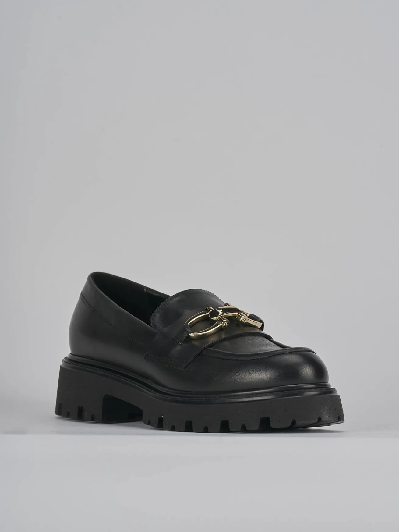 Mocassini tacco 2cm pelle nero