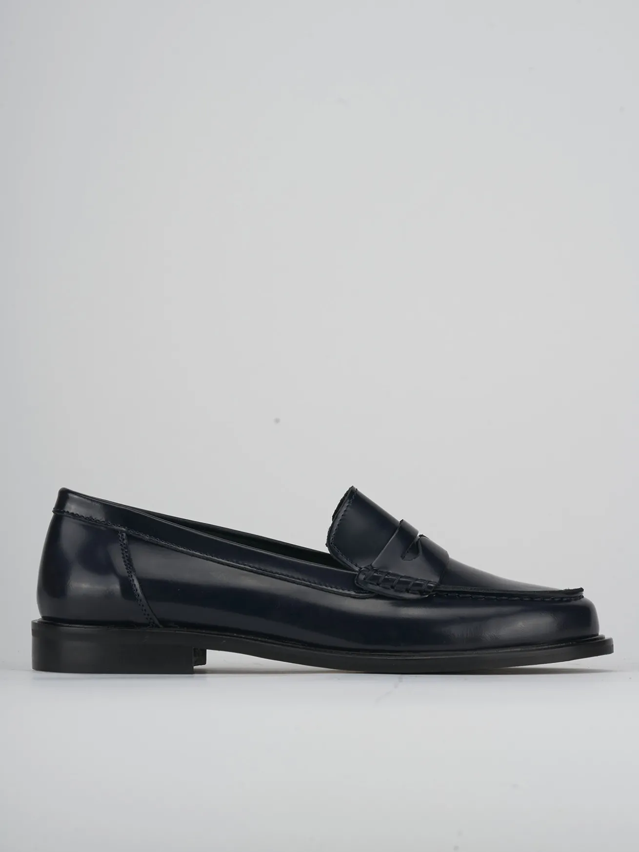 Mocassini tacco 2cm pelle blu