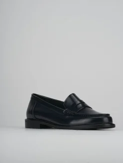 Mocassini tacco 2cm pelle blu