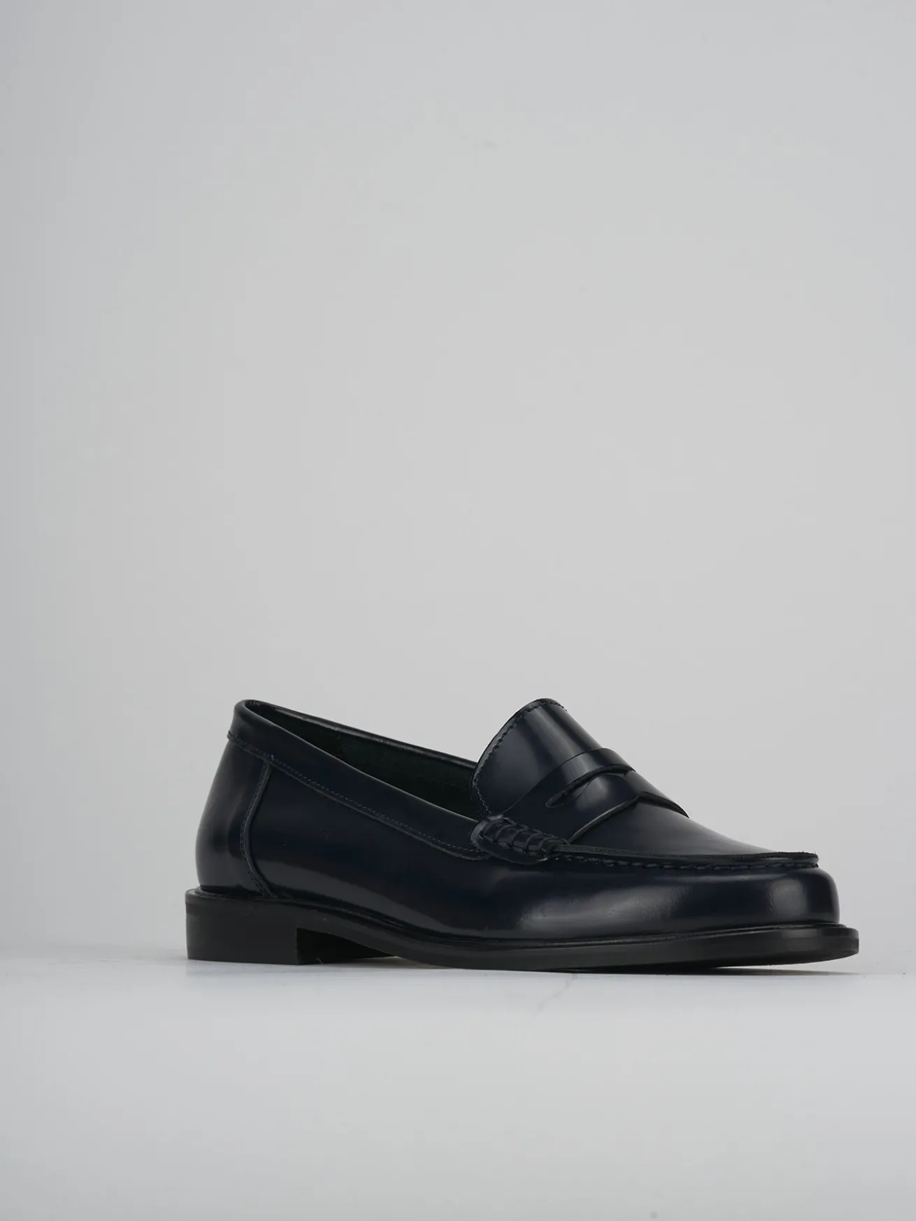 Mocassini tacco 2cm pelle blu