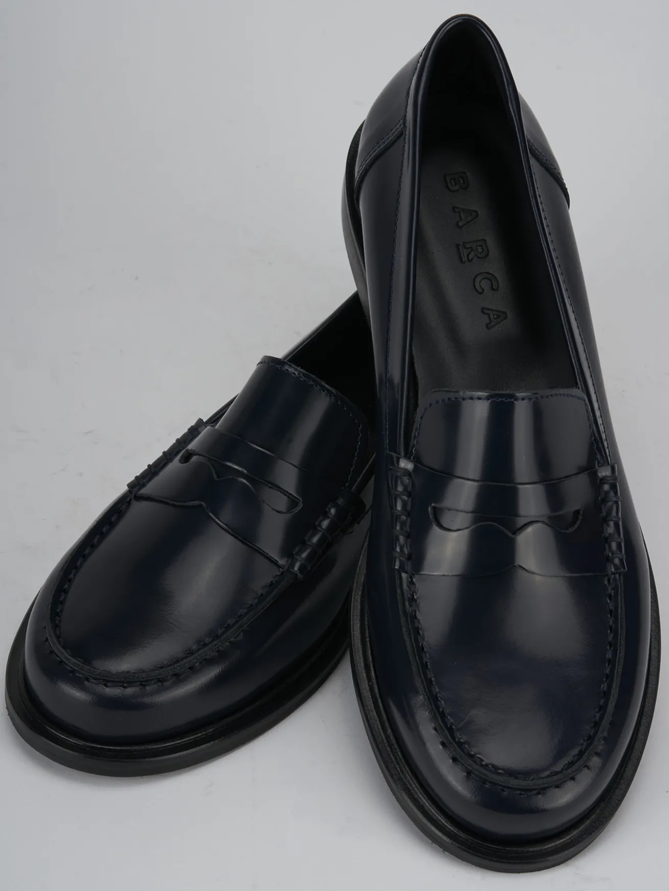 Mocassini tacco 2cm pelle blu