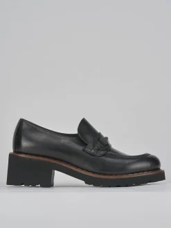 Mocassini tacco 5cm pelle nero
