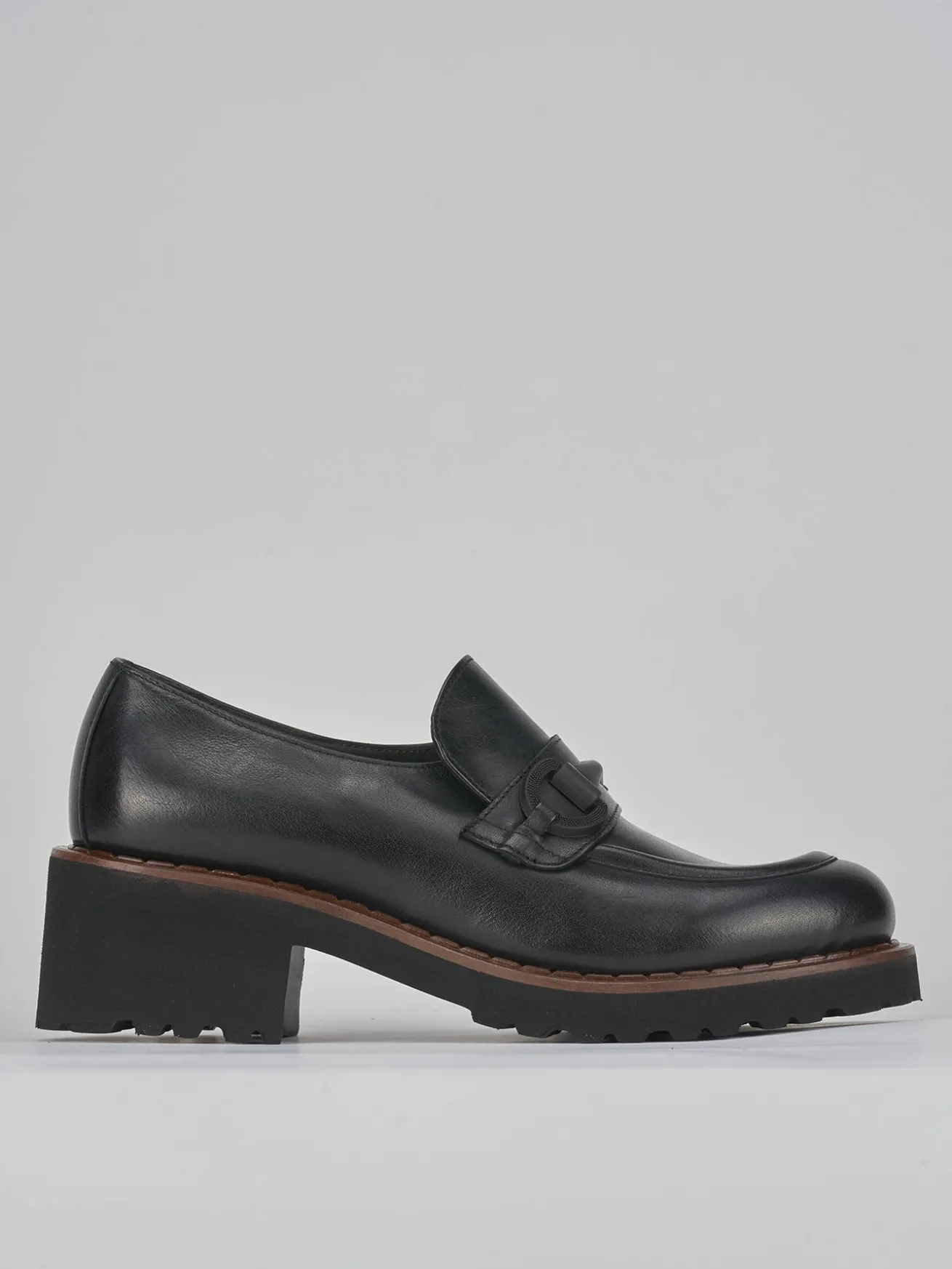 Mocassini tacco 5cm pelle nero