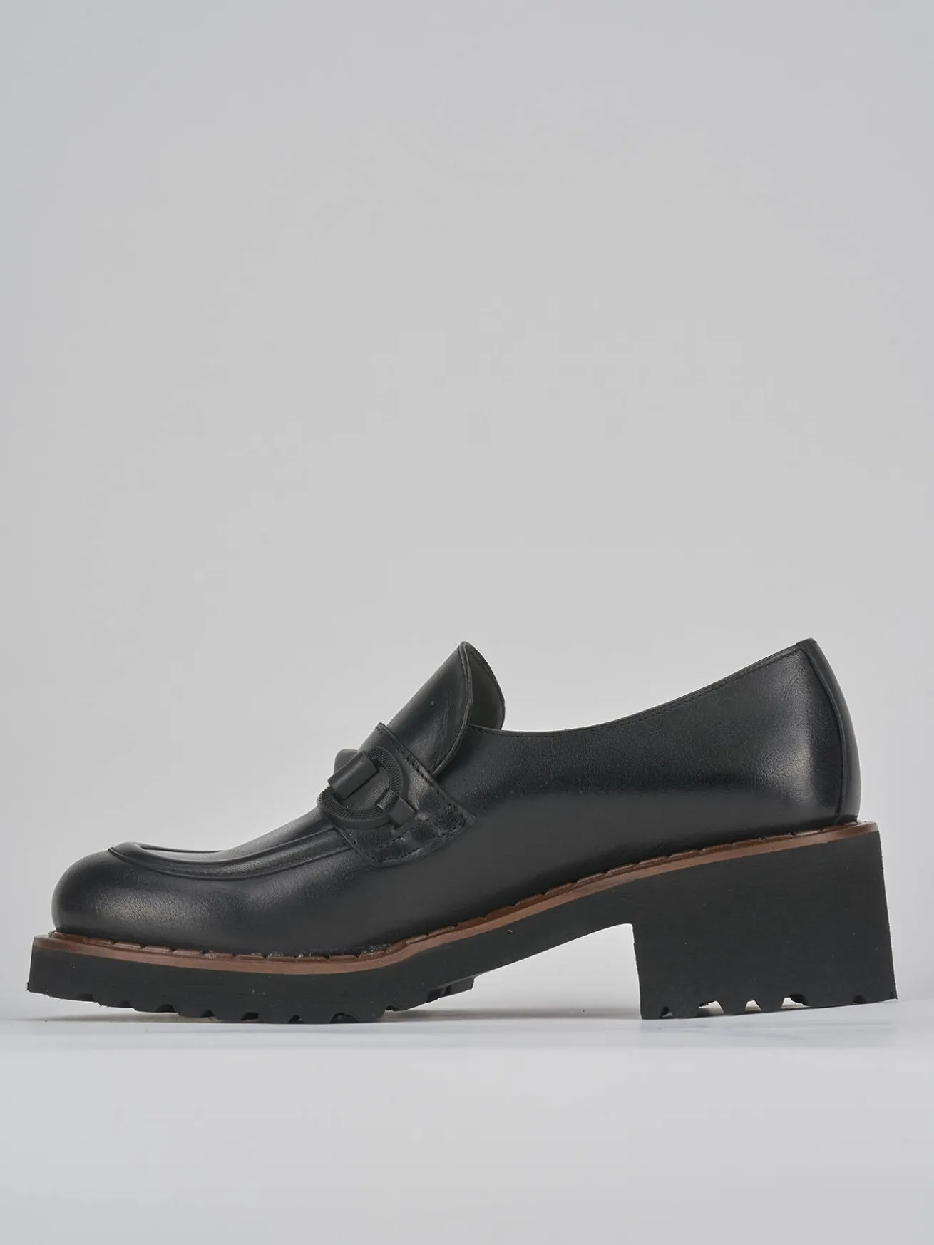 Mocassini tacco 5cm pelle nero