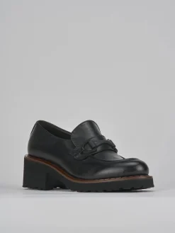 Mocassini tacco 5cm pelle nero