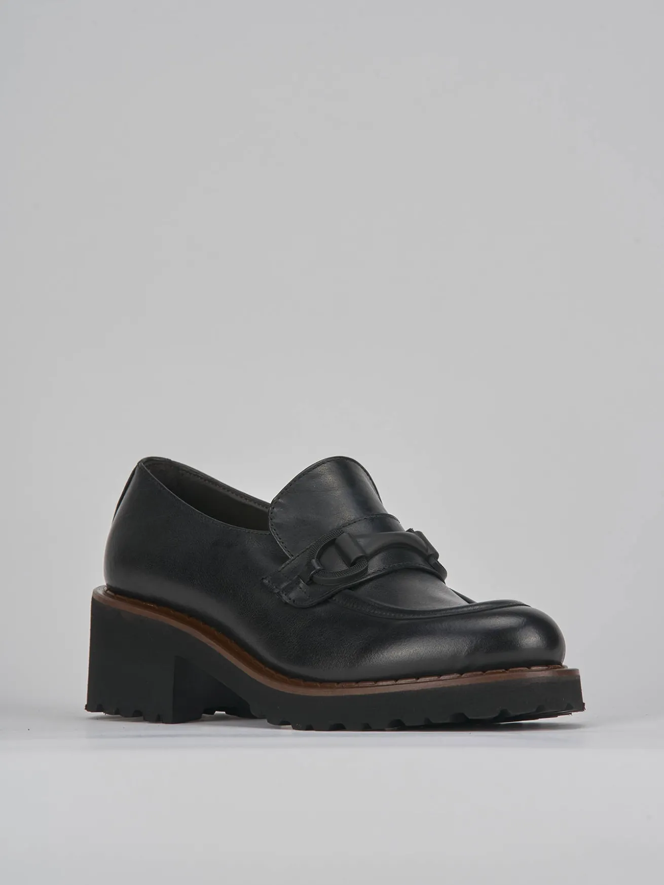 Mocassini tacco 5cm pelle nero