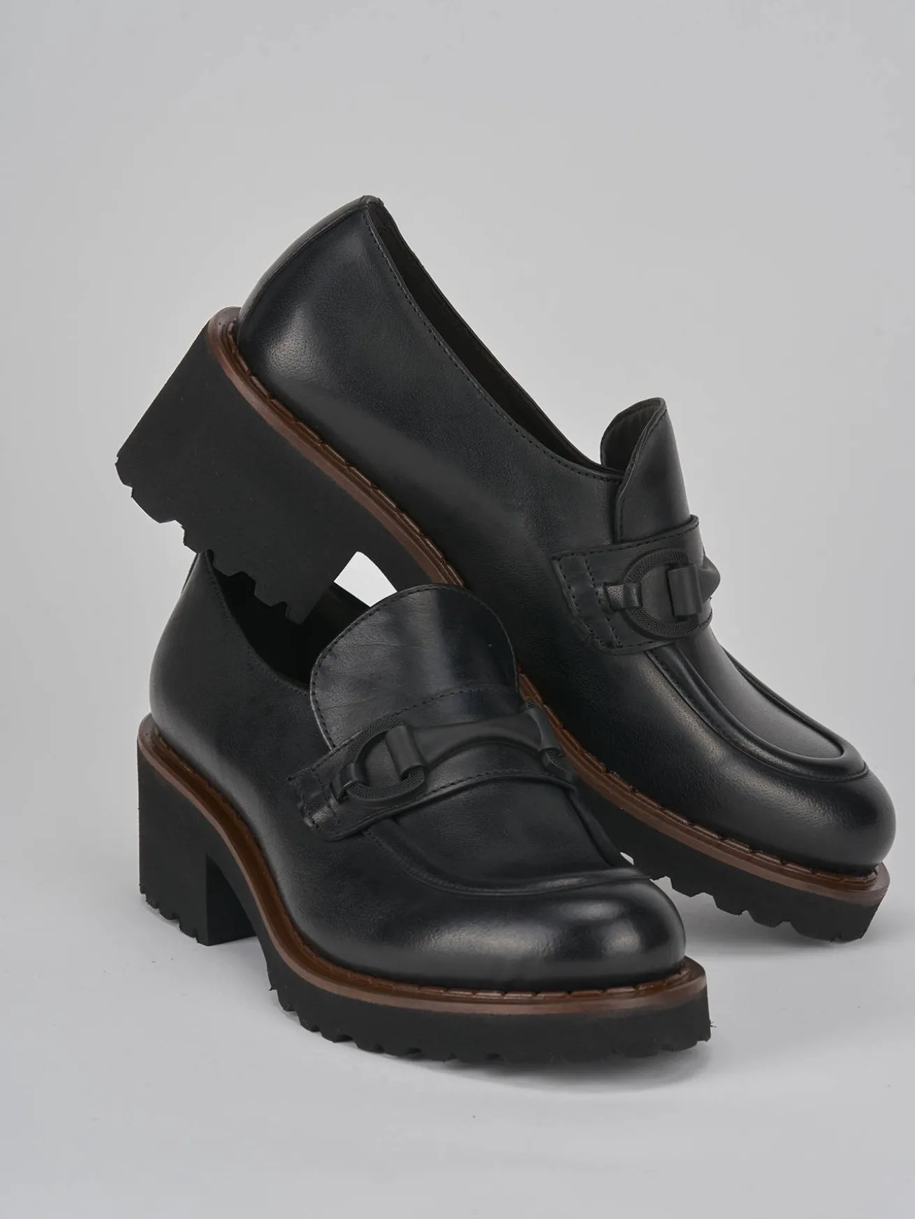 Mocassini tacco 5cm pelle nero