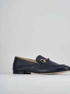 Mocassini tacco 1cm pelle blu