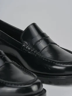 Mocassini tacco 3cm pelle nero