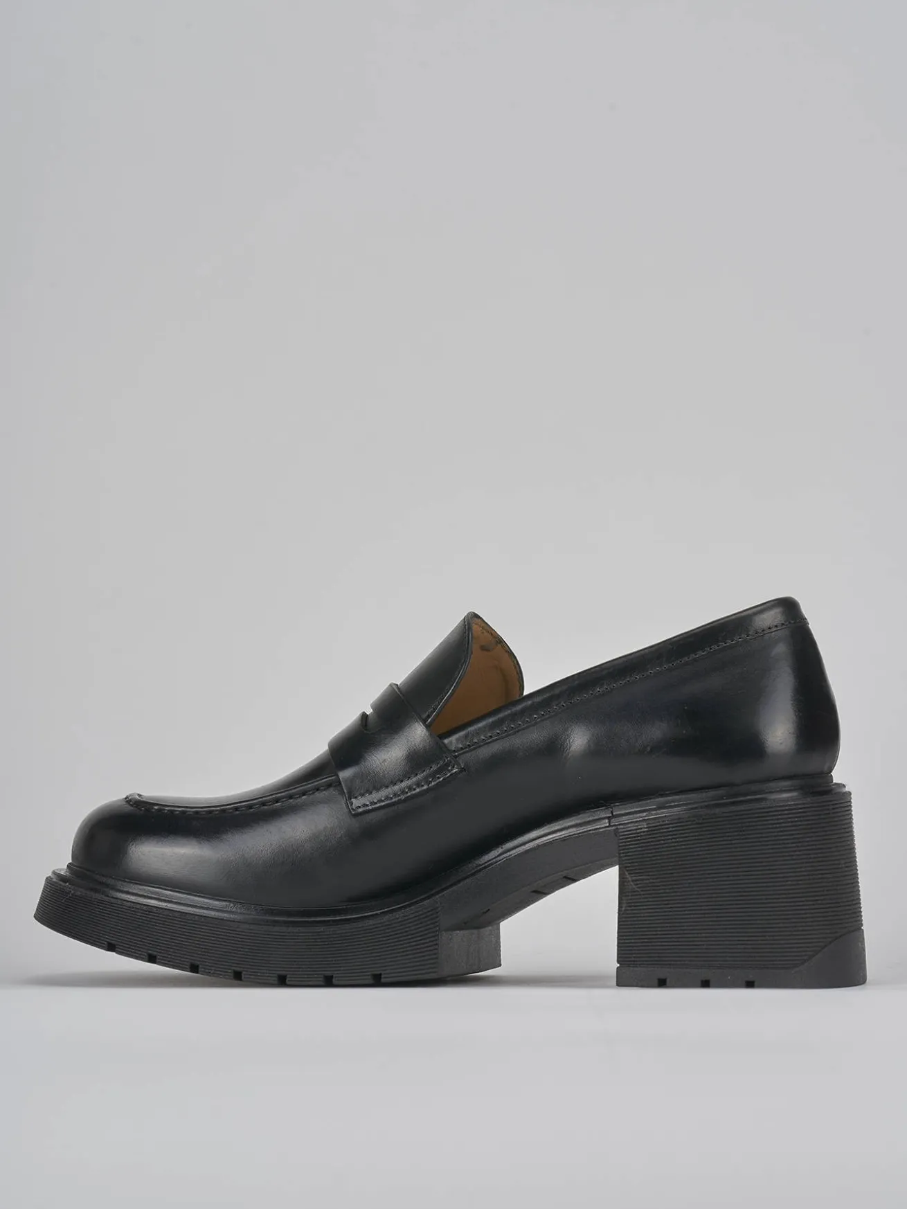 Mocassini tacco 6cm pelle nero