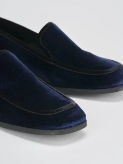 Mocassini tacco 1cm velluto blu