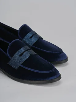 Mocassini tacco 2cm velluto blu