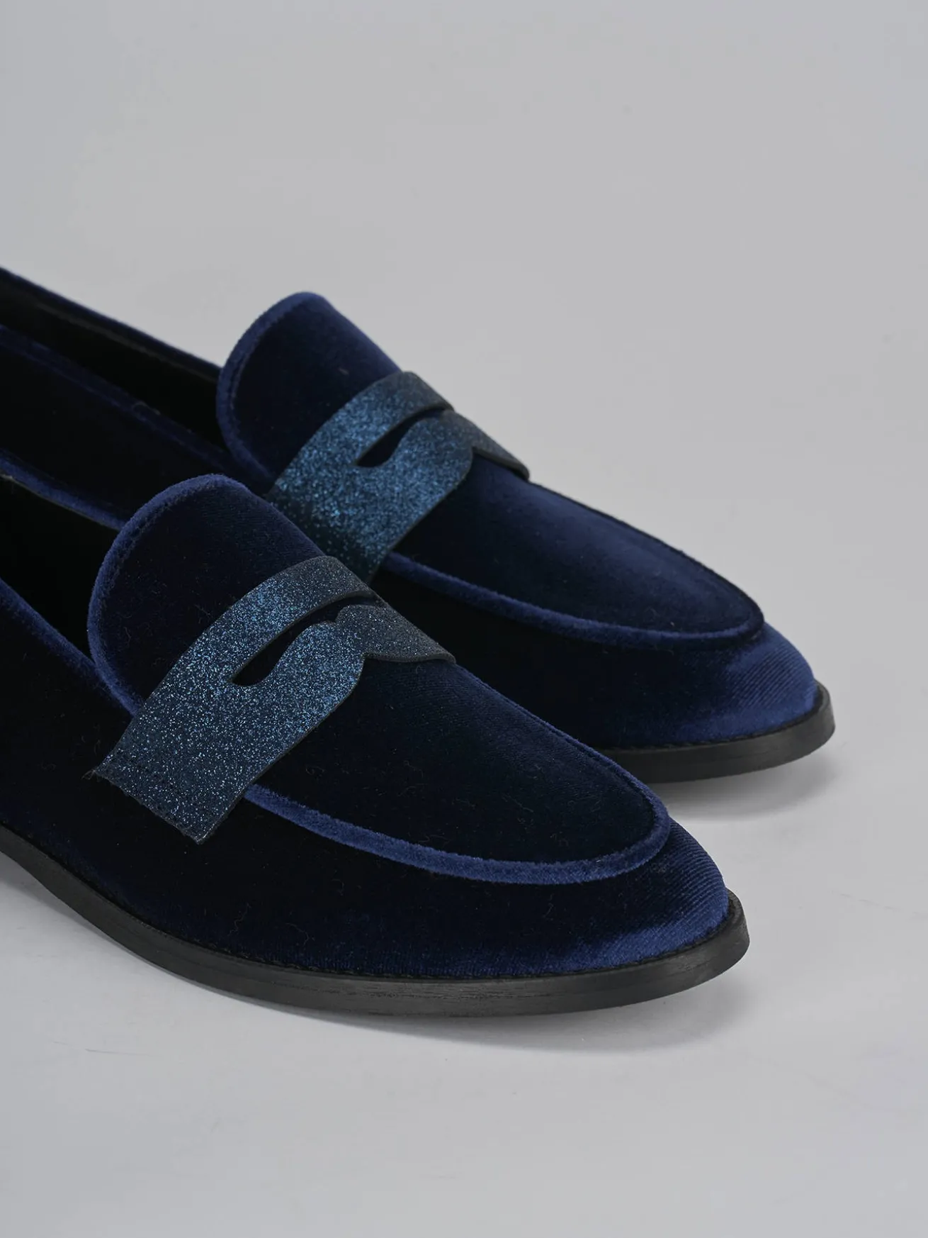 Mocassini tacco 2cm velluto blu