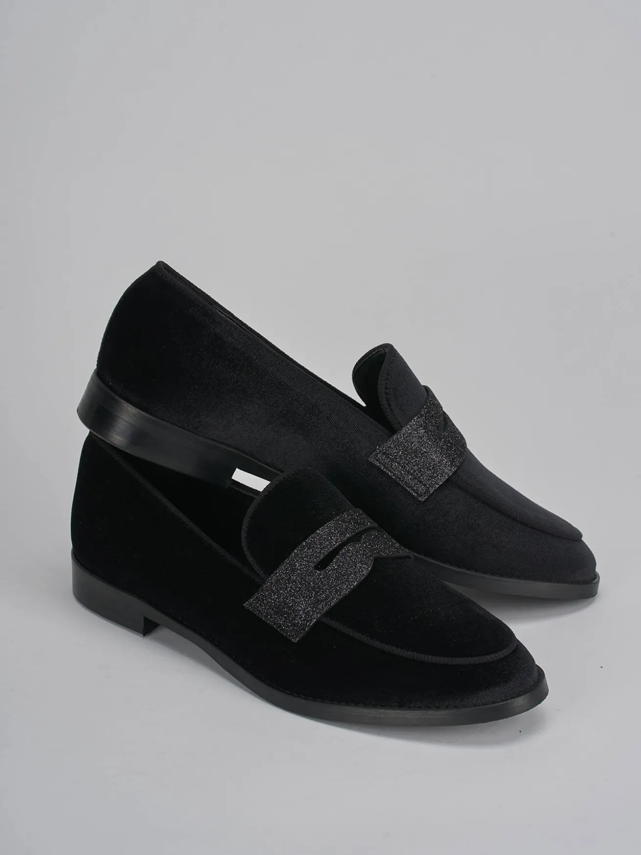 Mocassini tacco 2cm velluto nero