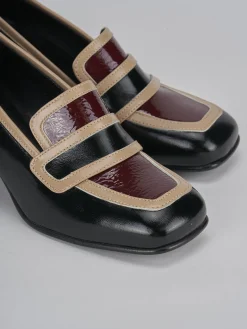 Mocassini tacco 5cm vernice nero