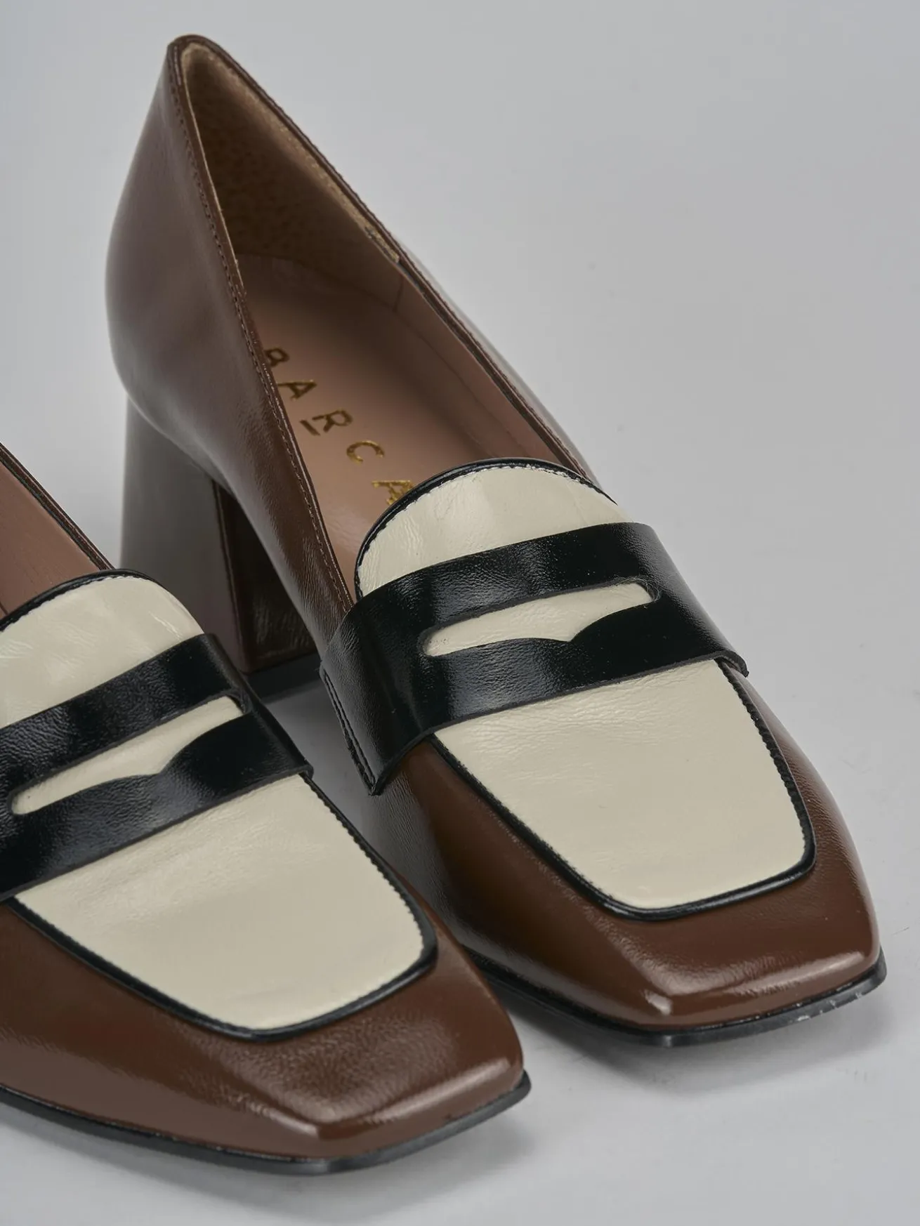 Mocassini tacco 6cm vernice testa