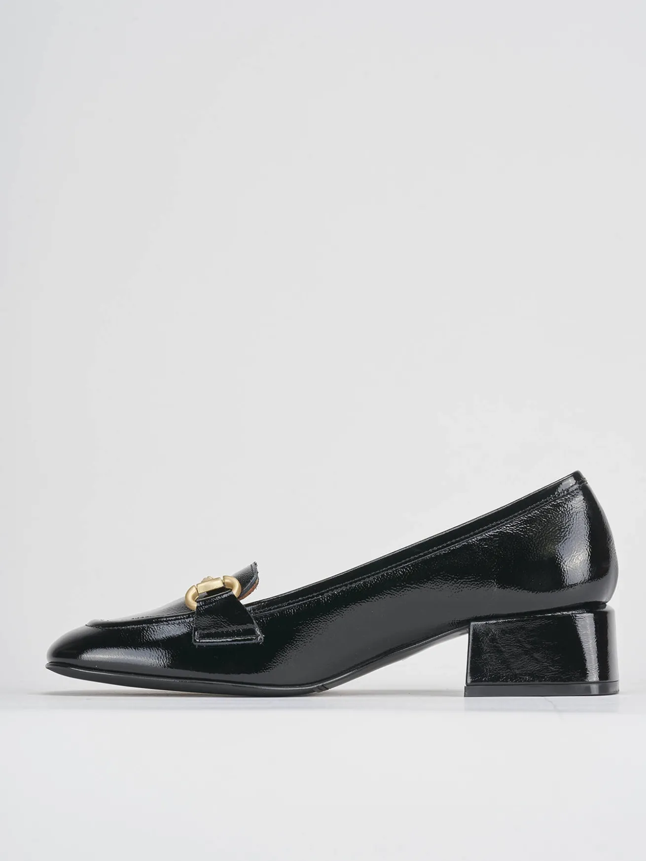Mocassini tacco 3cm vernice nero