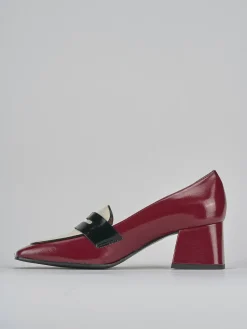 Mocassini tacco 6cm vernice bordo'