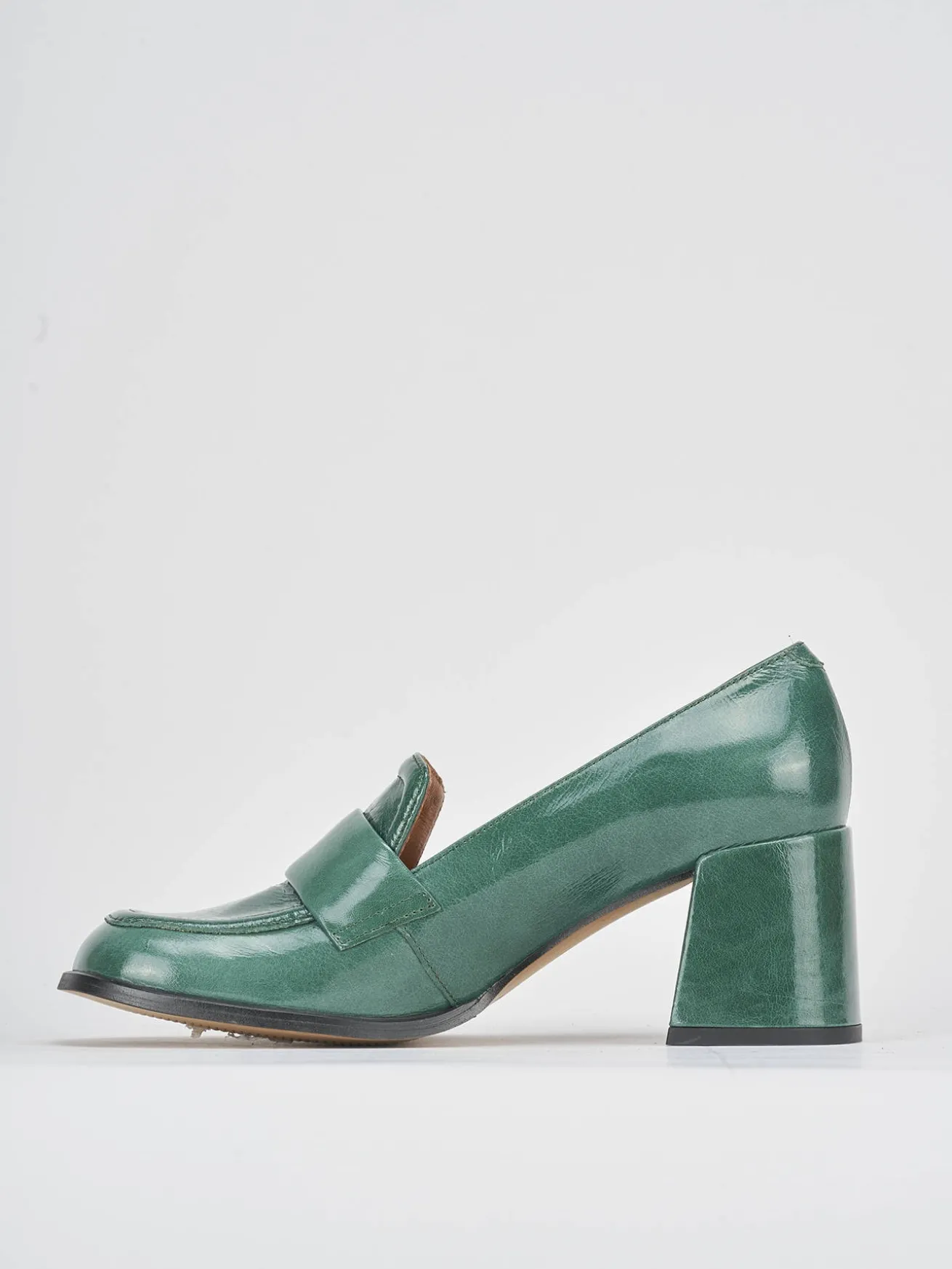 Mocassini tacco 8cm vernice verde