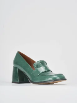 Mocassini tacco 8cm vernice verde