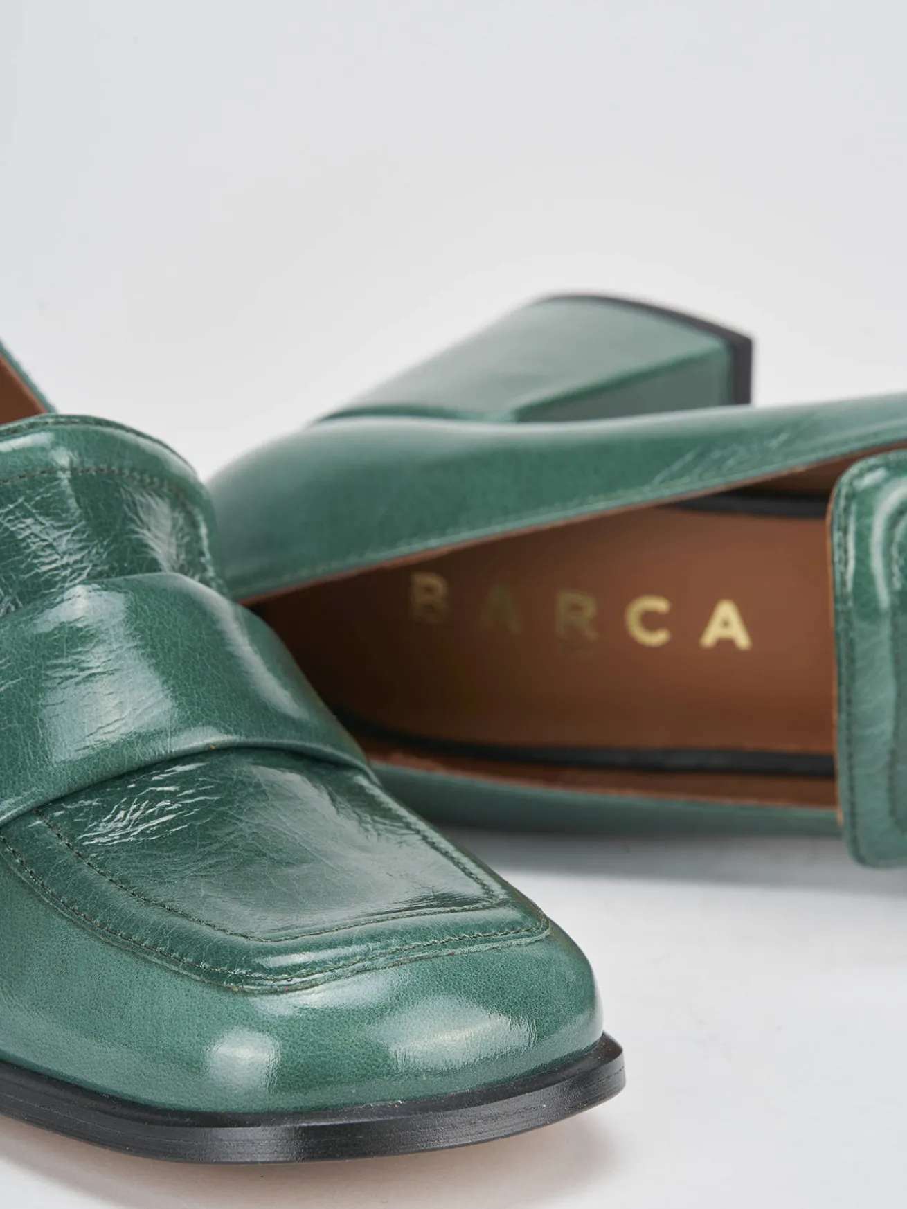 Mocassini tacco 8cm vernice verde