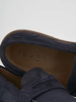 Mocassino blu camoscio