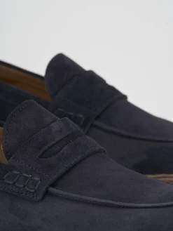 Mocassino blu camoscio
