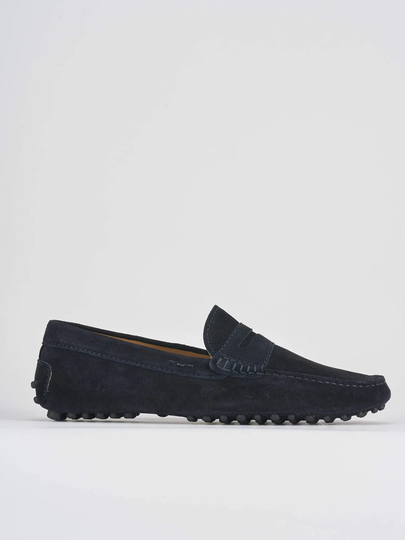 Mocassino blu camoscio