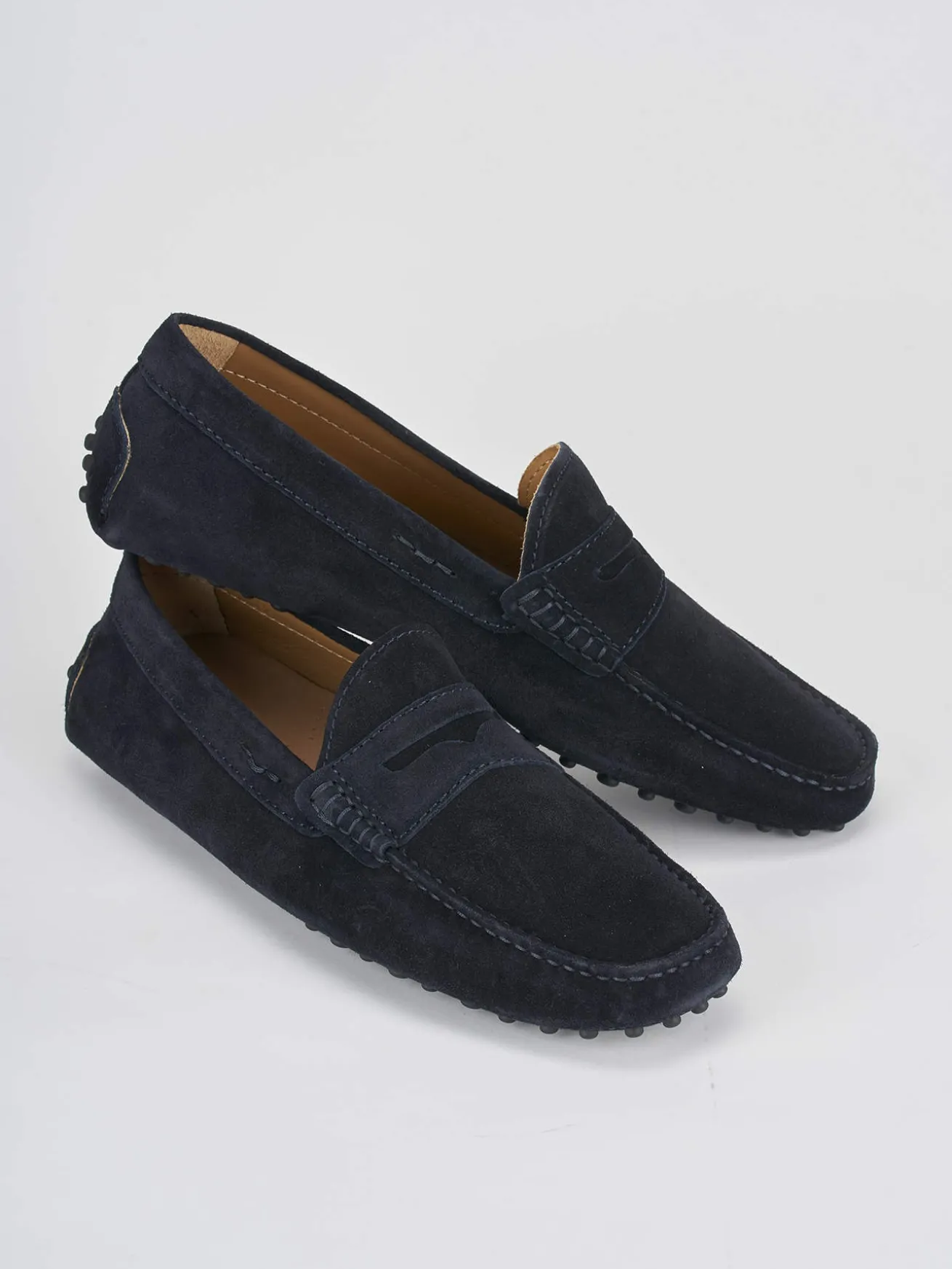 Mocassino blu camoscio