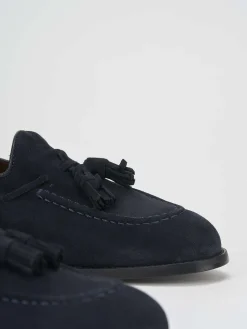 Mocassino blu camoscio