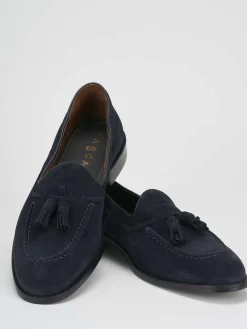 Mocassino blu camoscio